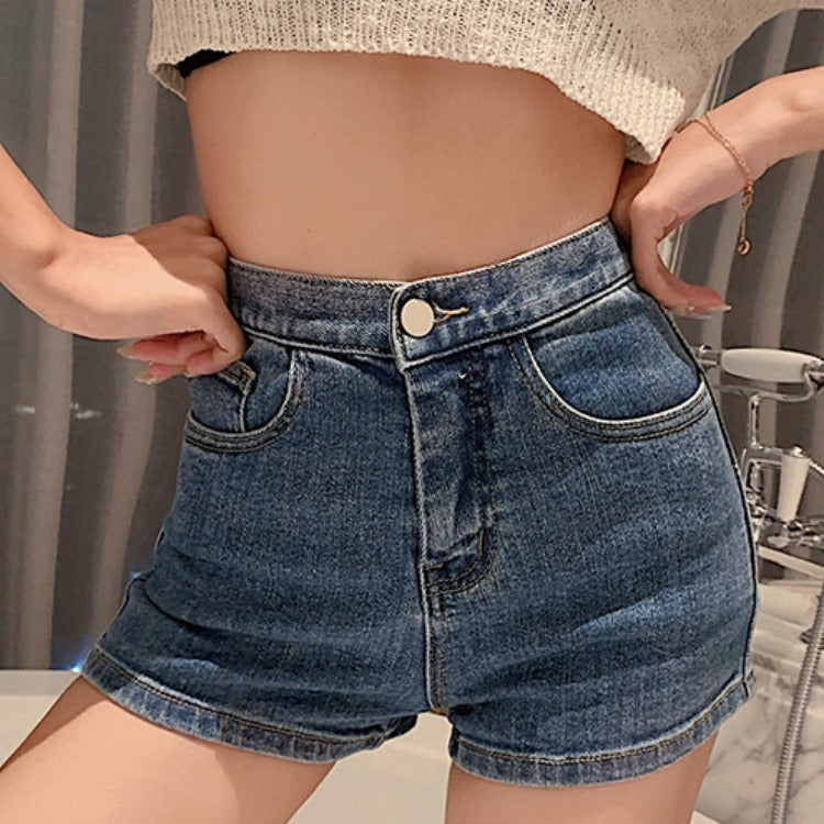 Women's High-Waist Wide Leg Denim Shorts – Casual Blue Cotton Jeans Shorts