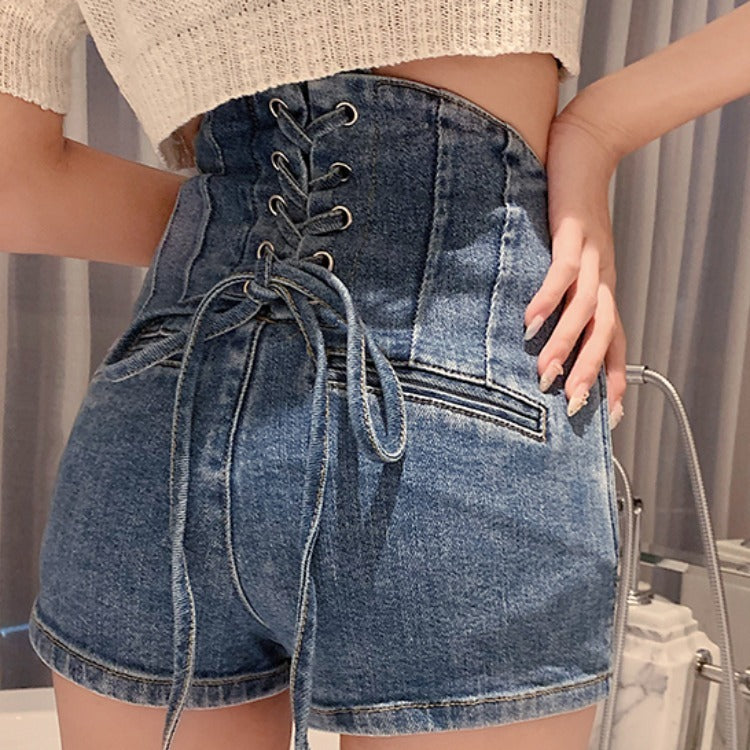 Women's High-Waist Wide Leg Denim Shorts – Casual Blue Cotton Jeans Shorts