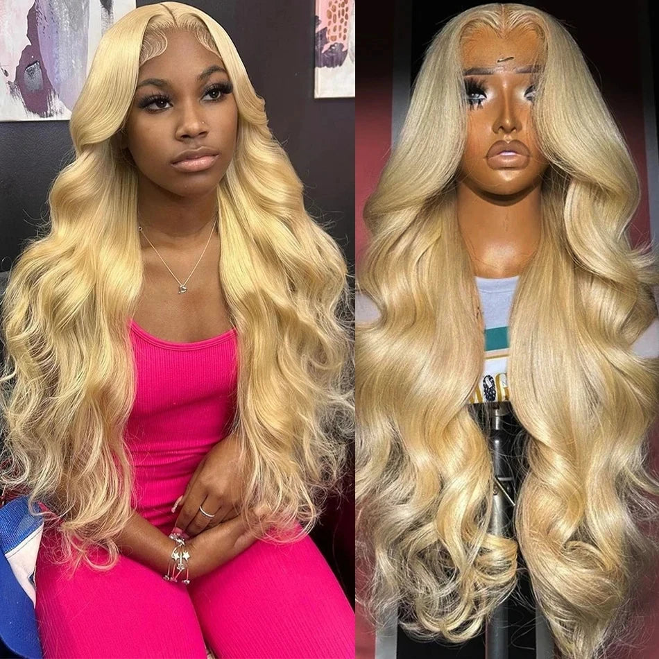 Blonde 613 13x6 Lace Frontal Wigs Pre plucked Body Wave Human Hair Wigs HD 613 Lace Front Human Hair Wigs For Women Can Be Dyed