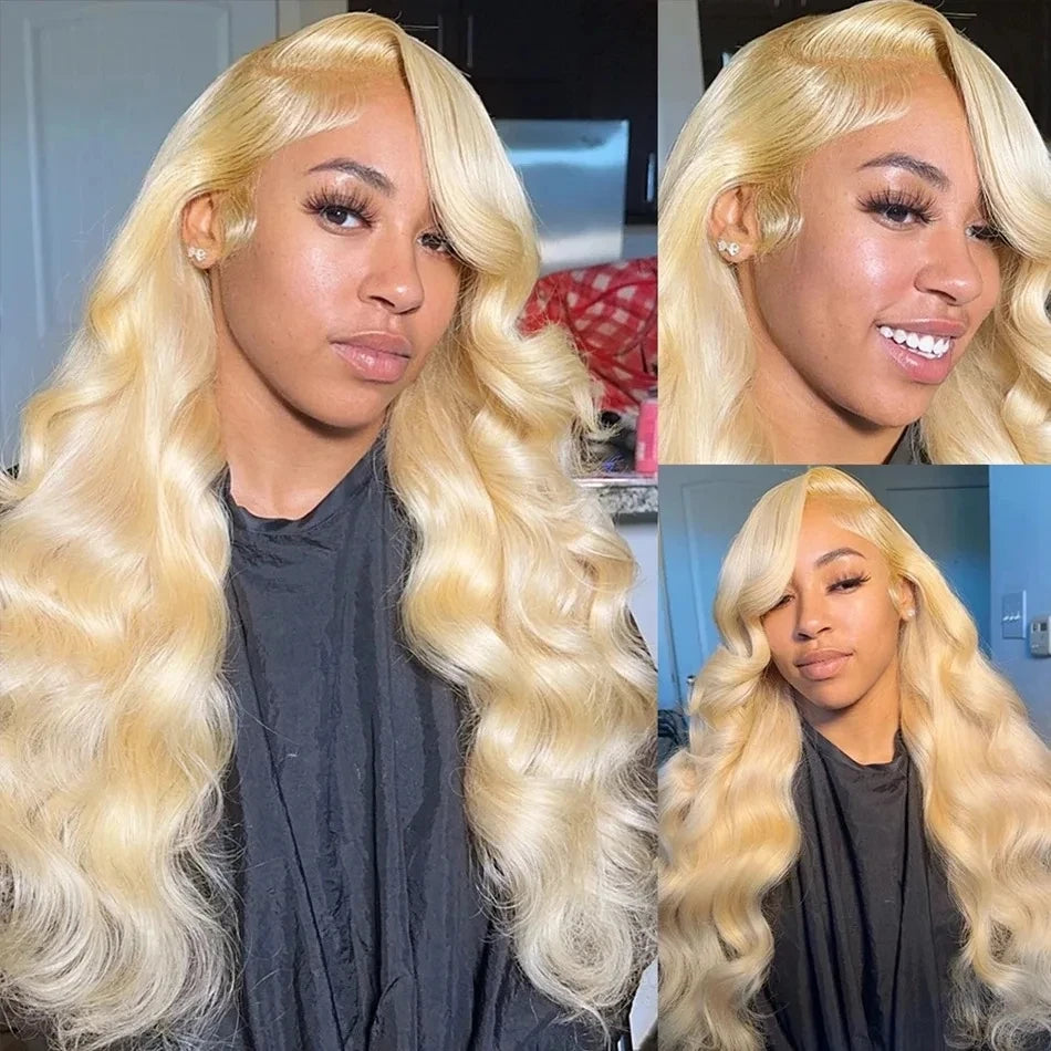 Blonde 613 13x6 Lace Frontal Wigs Pre plucked Body Wave Human Hair Wigs HD 613 Lace Front Human Hair Wigs For Women Can Be Dyed