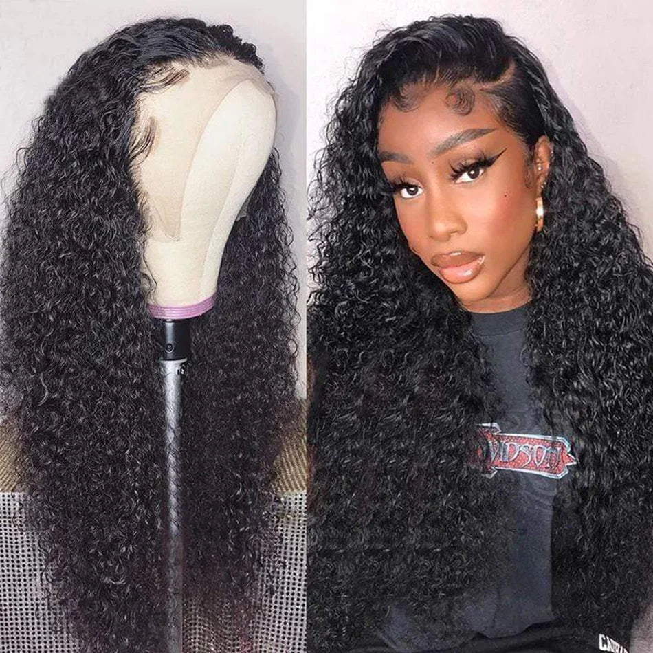 30 40 Inches Long HD Curly 13X6 Lace Frontal Wigs Curly Human Hair Wigs For Women Pre plucked Lace Front Human Hair Wigs 180%
