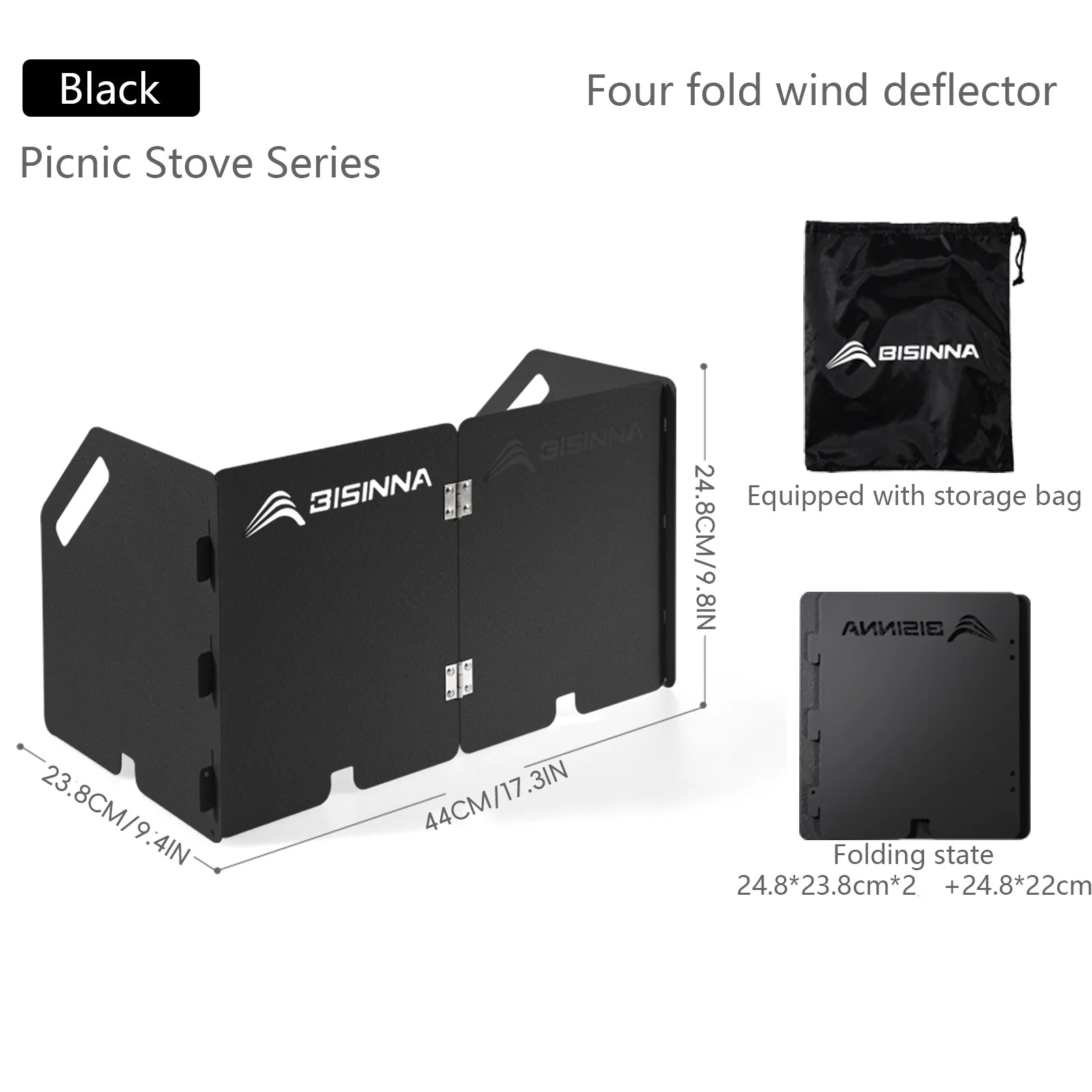 BISINNA Folding Gas Stove Windshield Camping Cooking Burner Windproof Screen For Outdoor Picnic Cassette Stove