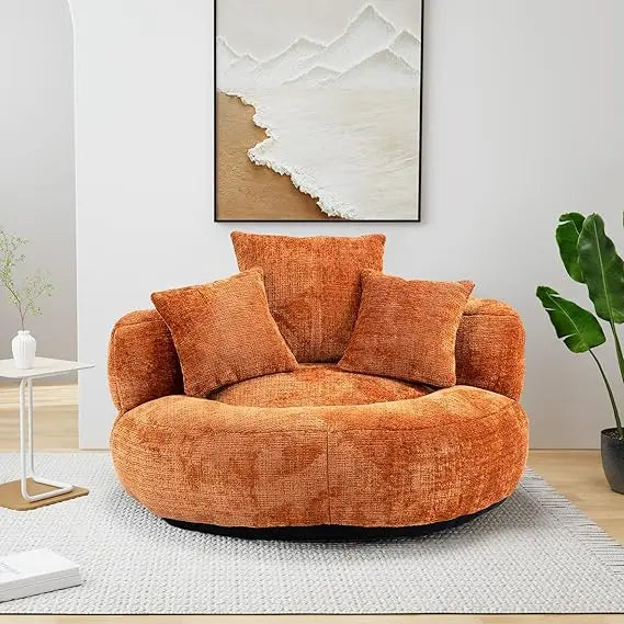 Bean Bag Chair Sofa with Pillows, Beanbag Lazy Chair for Living Room, Stuffed Round Sofa Chair Fluffy Sofa Bed