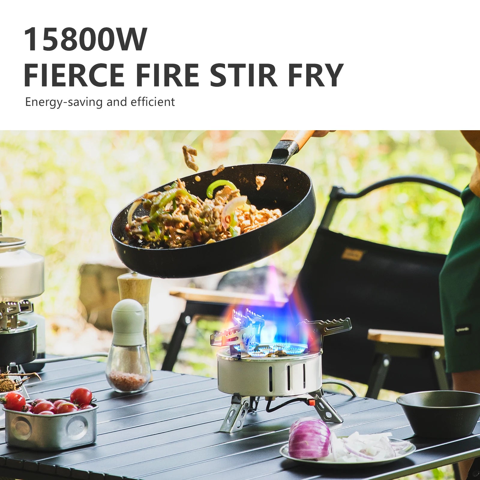 BISINNA Camping Gas Stove Portable Furnace Strong Firepower Burner Outdoor Barbecue Picnic Hiking Tourism Supplies