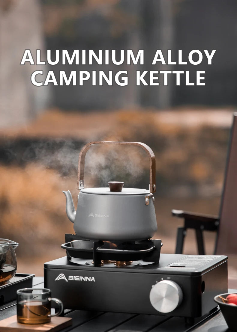 BISINNA 1.1L Camping Water Kettle Lightweight Portable Aluminum Alloy Teapot Outdoor Tourism Picnic Hiking Cookware