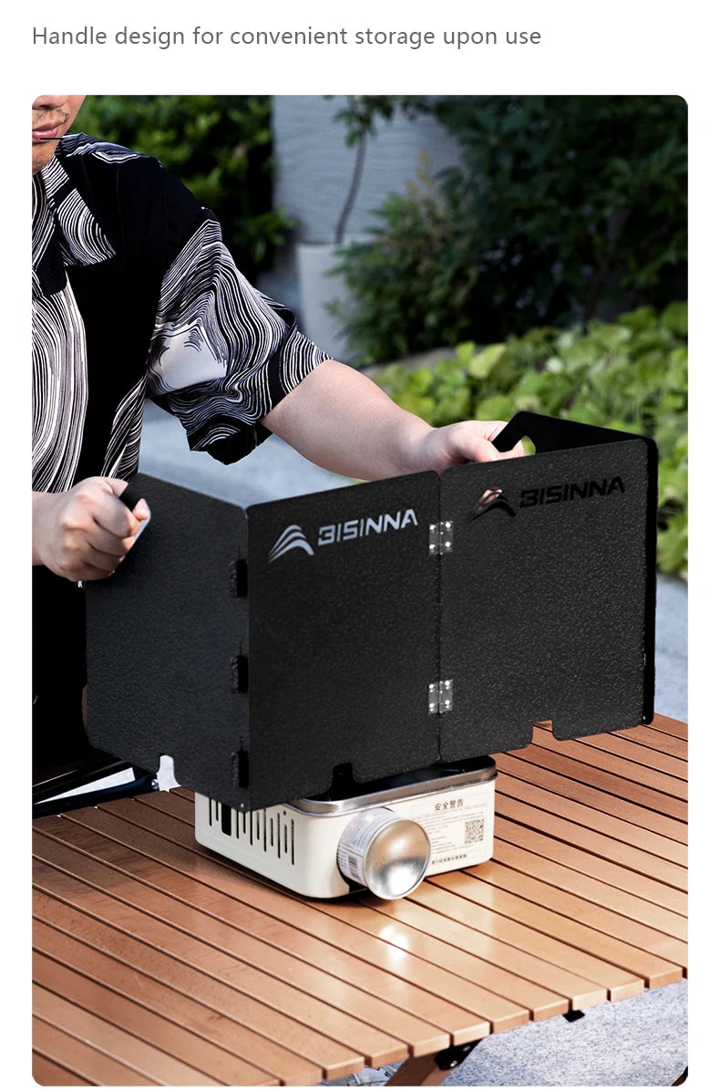 BISINNA Folding Gas Stove Windshield Camping Cooking Burner Windproof Screen For Outdoor Picnic Cassette Stove