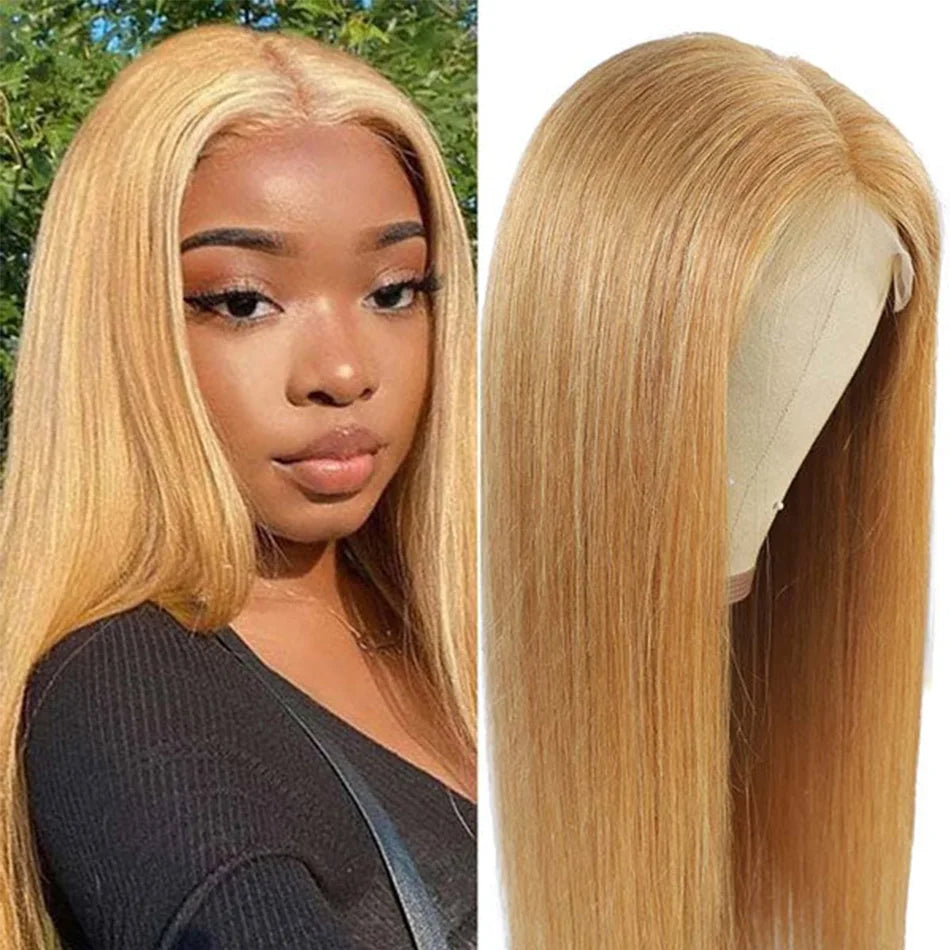 27 Honey Blonde Human Hair Wigs 13x6 Lace Frontal Wig Bone Straight Human Hair Wigs HD Lace Front Human Hair Wigs For Women