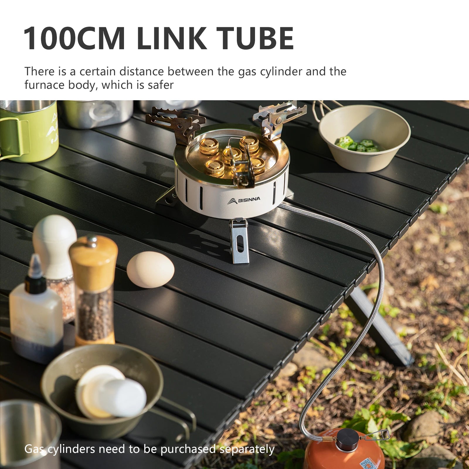 BISINNA Camping Gas Stove Portable Furnace Strong Firepower Burner Outdoor Barbecue Picnic Hiking Tourism Supplies