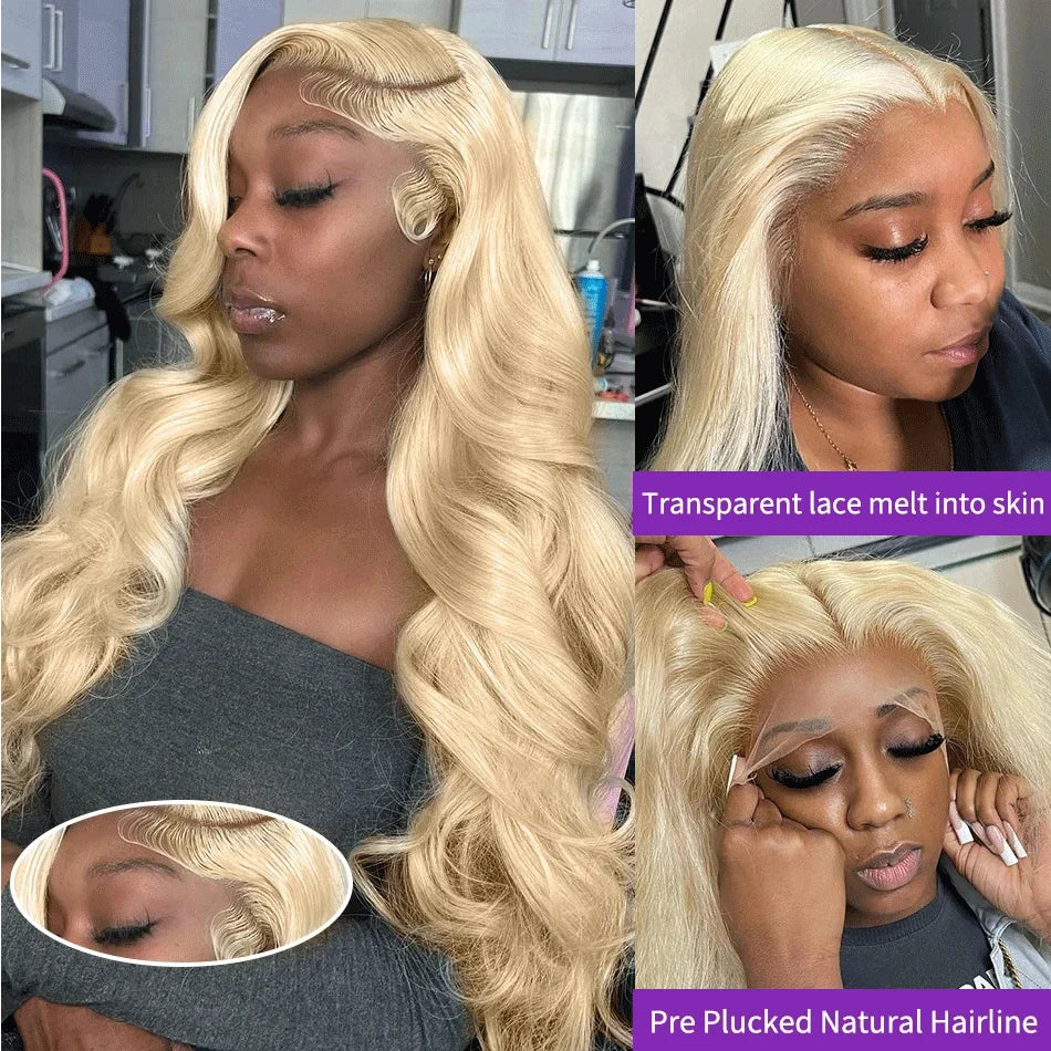 Blonde 613 13x6 HD Lace Frontal Wigs Brazilian Body Wave Lace Front Human Hair Wigs Pre plucked Body Wave 613 Lace Frontal Wigs