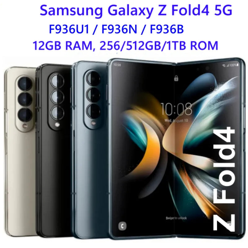 Samsung Galaxy Z Fold 4 Fold4 5G F936U1 F936N F936B 7.6" Foldable RAM 12GB ROM 256/512GB NFC Snapdragon 98% New Cell Phone