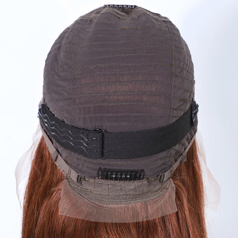 Lekker Chocolate Brown Bone Straight Lace Frontal Human Hair Wigs For Women Brazilian Remy Hair Pre Plucked Baby Hair 30" Wigs