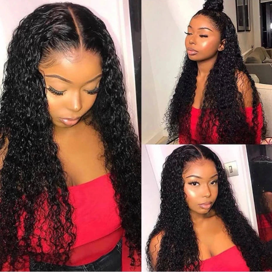 30 40 Inches Long HD Curly 13X6 Lace Frontal Wigs Curly Human Hair Wigs For Women Pre plucked Lace Front Human Hair Wigs 180%