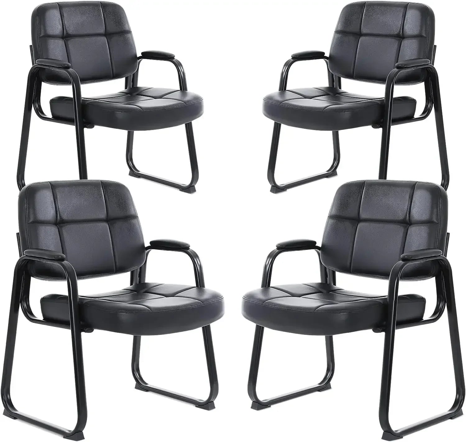 Big & Tall 400 lbs Waiting Room Guest Chair, Leather Office Reception Chair No Wheels with Padded Arms for Elderly Home Desk