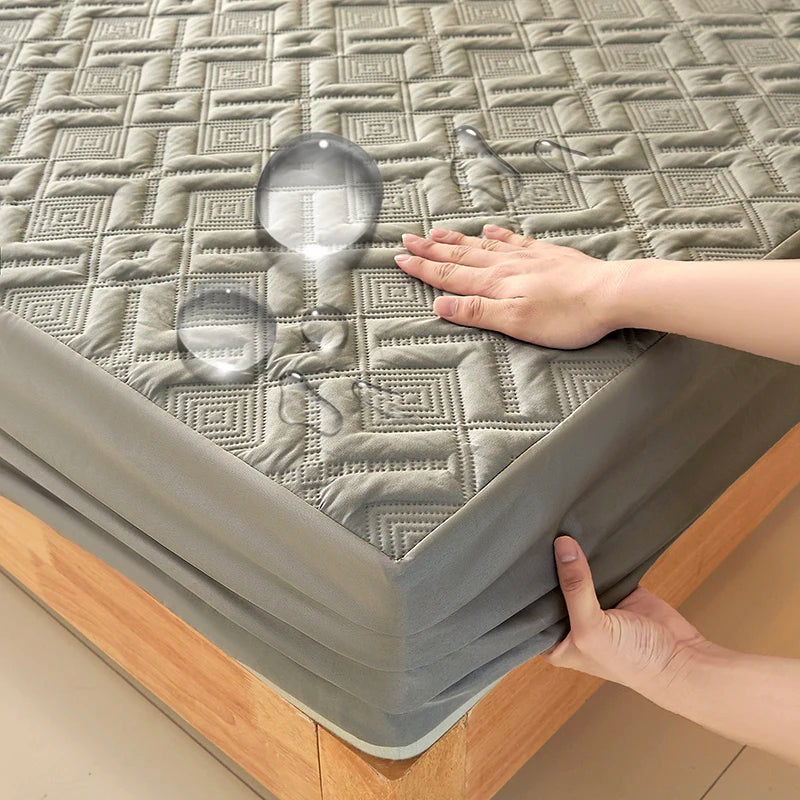 Waterproof Bed Sheet Quilted Throw Mattress Cover for Winter Elastic Fitted Sheet  Protector Full Queen King 160/140*200cm