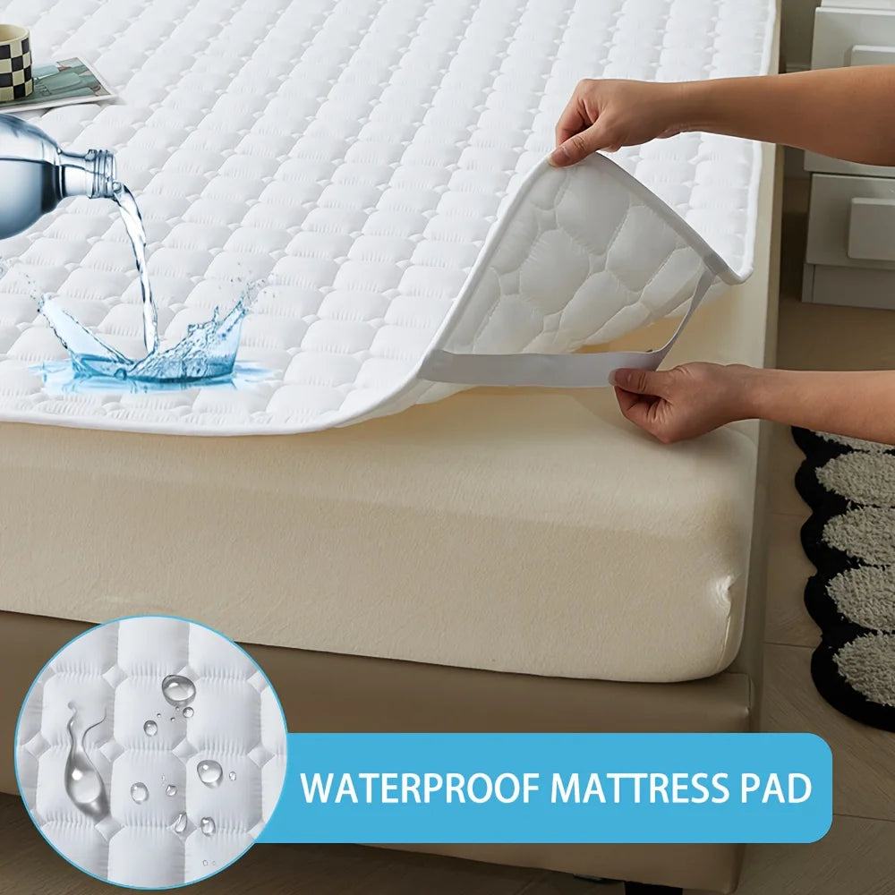 Waterproof Quilted Mattress Protector Cover Thickened Breathable Mattress Topper for Single or Double Bed
