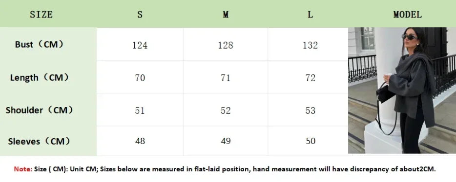 Chic Single Breasted V-neck Oversized Jackets Women's Fashion Solid Long Sleeve Warm Woolen Coats 2024 Lady Casual Streetwear