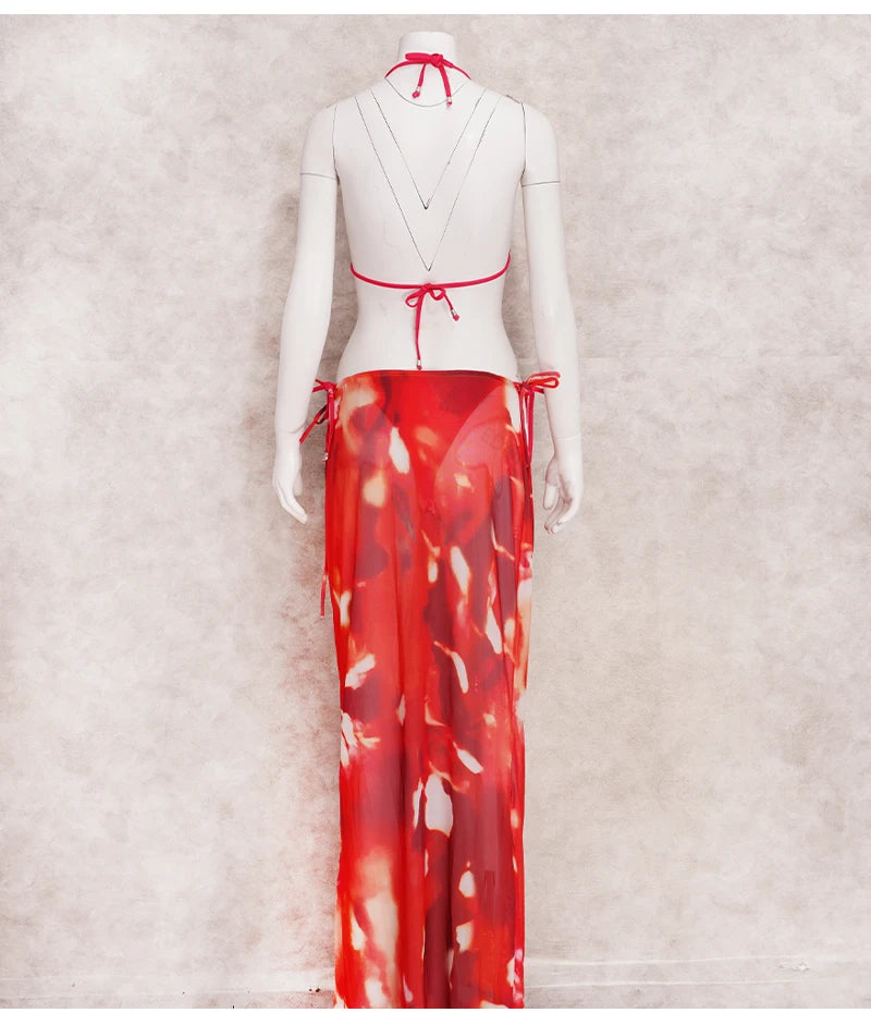 EDOLYNSA Sexy Zebra Stripes 3 Pieces Bikini Set 2024 Summer Beach Wear Triangle Bikinis Swimsuit Skirt Swimwear Cover-up A1554