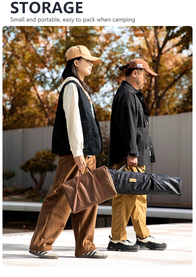 BISINNA Aluminum Alloy Custom Egg Roll Table Outdoor Folding Stove Boiling Tea Table Picnic Barbecue Wood Grain Egg Roll Table