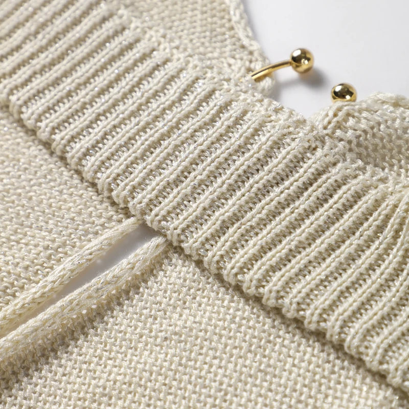 Sexy Hollow Out Crochet Knitted Splited Dresses for Women Solid Sleeveless V Neck Female Bodycon Dress 2024 Chic Beach Vestidoes