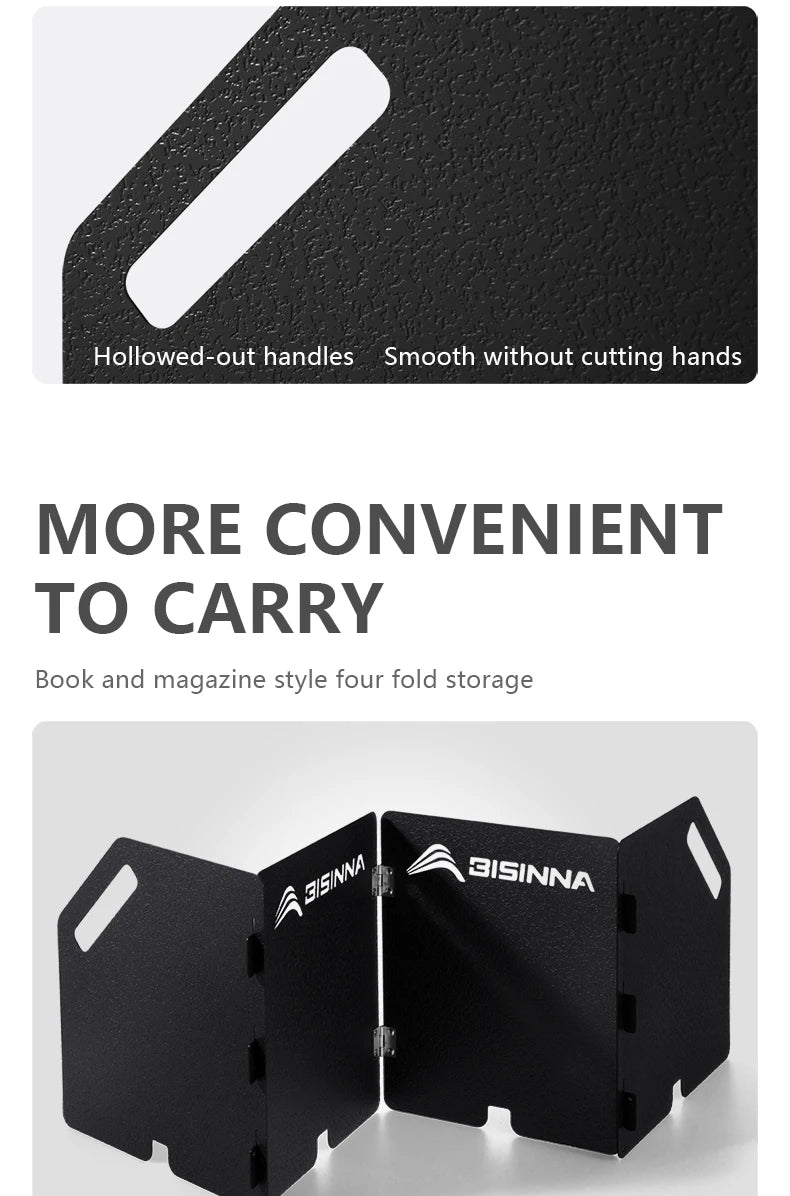 BISINNA Folding Gas Stove Windshield Camping Cooking Burner Windproof Screen For Outdoor Picnic Cassette Stove