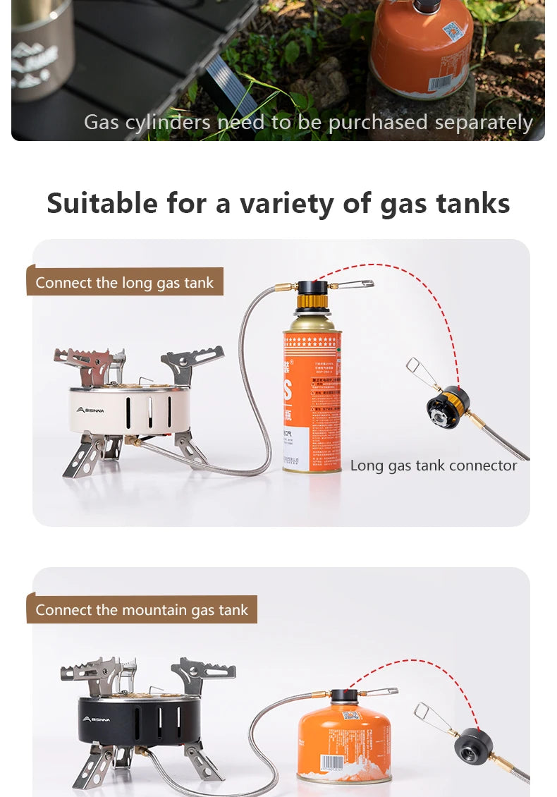 BISINNA Camping Gas Stove Portable Furnace Strong Firepower Burner Outdoor Barbecue Picnic Hiking Tourism Supplies