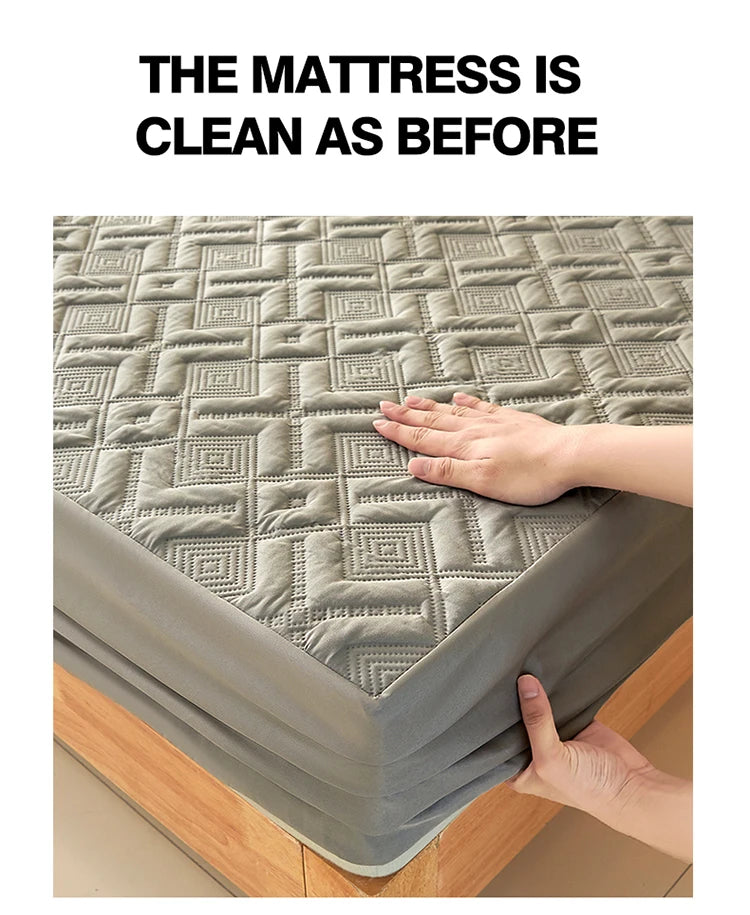 Waterproof Bed Sheet Quilted Throw Mattress Cover for Winter Elastic Fitted Sheet  Protector Full Queen King 160/140*200cm