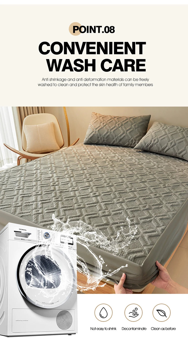 Waterproof Bed Sheet Quilted Throw Mattress Cover for Winter Elastic Fitted Sheet  Protector Full Queen King 160/140*200cm