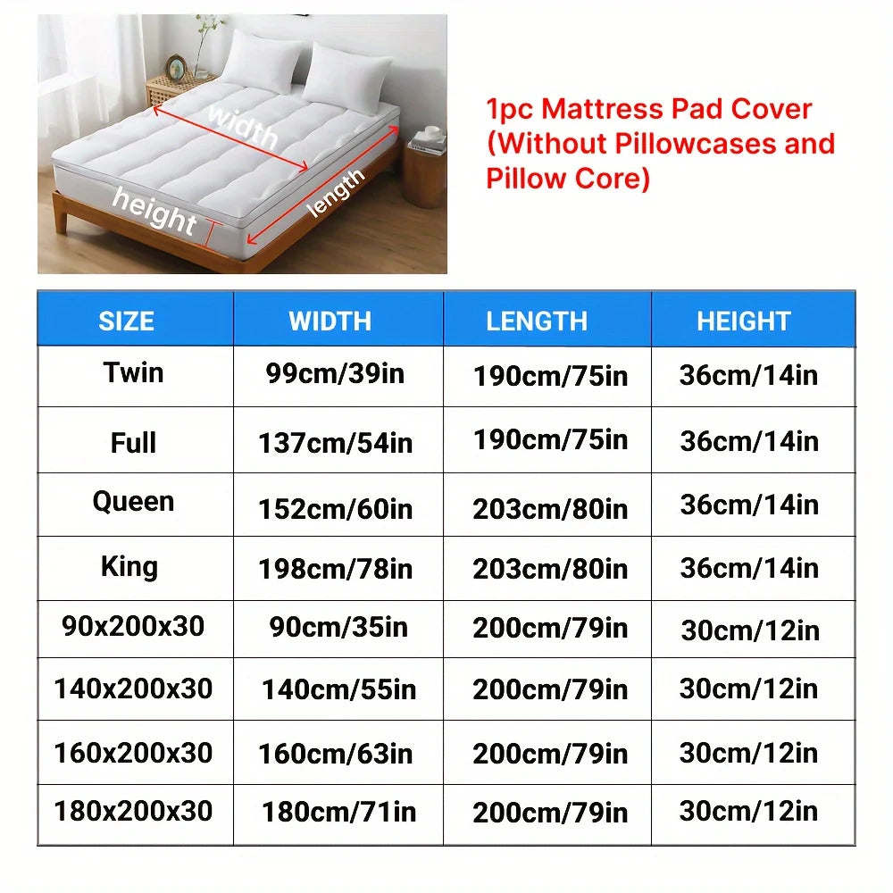 1pc Cooling Mattress Topper, Extra Thick Quilted Mattress Pad Cover with Deep Pocket, Fluffy & Soft Knitted Mattress Protector
