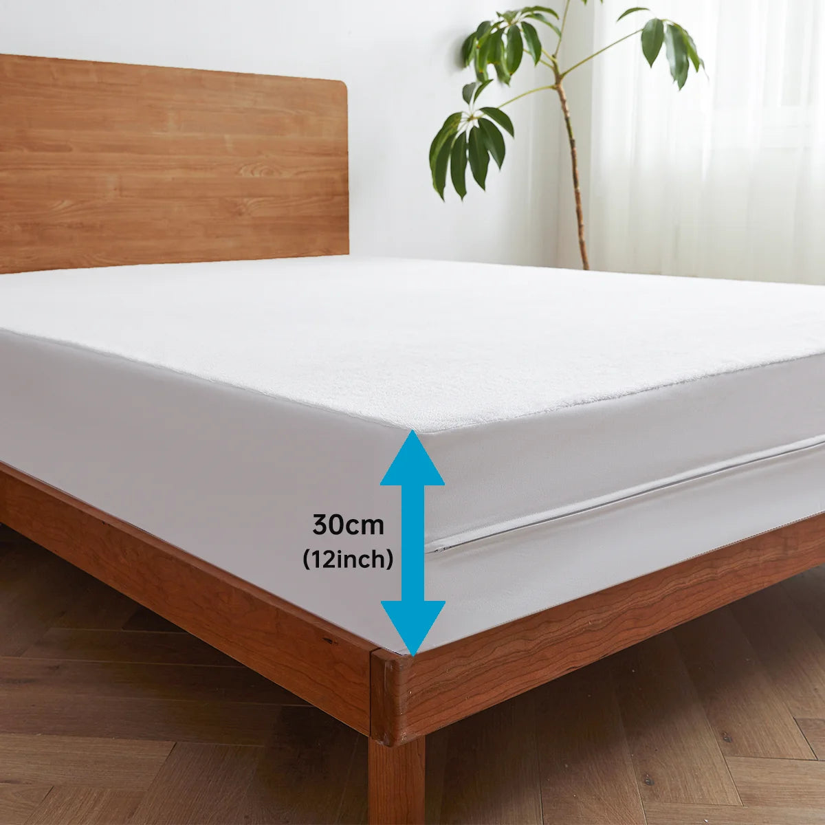 Waterproof Mattress Cover with Zipper, Ultra Soft Terry Surface, Thick Mattress Protector for Single or Double Bed