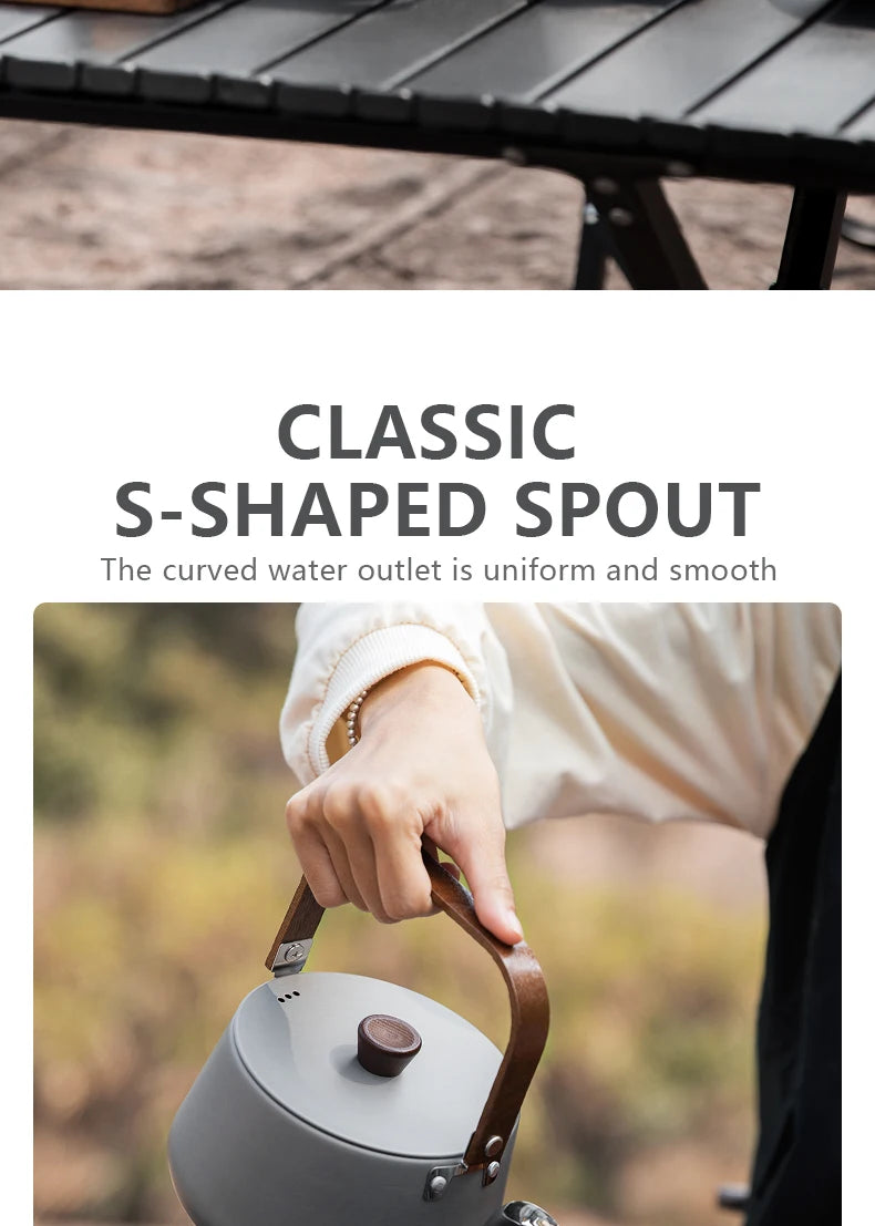 BISINNA 1.1L Camping Water Kettle Lightweight Portable Aluminum Alloy Teapot Outdoor Tourism Picnic Hiking Cookware
