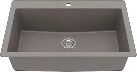 Top Mount. Large Single Bowl Quartz Kitchen Sink in