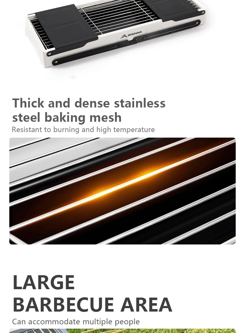 BISINNA Outdoor Barbecue Grill Portable Folding Charcoal Stove Camping Burner Brazier for Travel Picnic BBQ