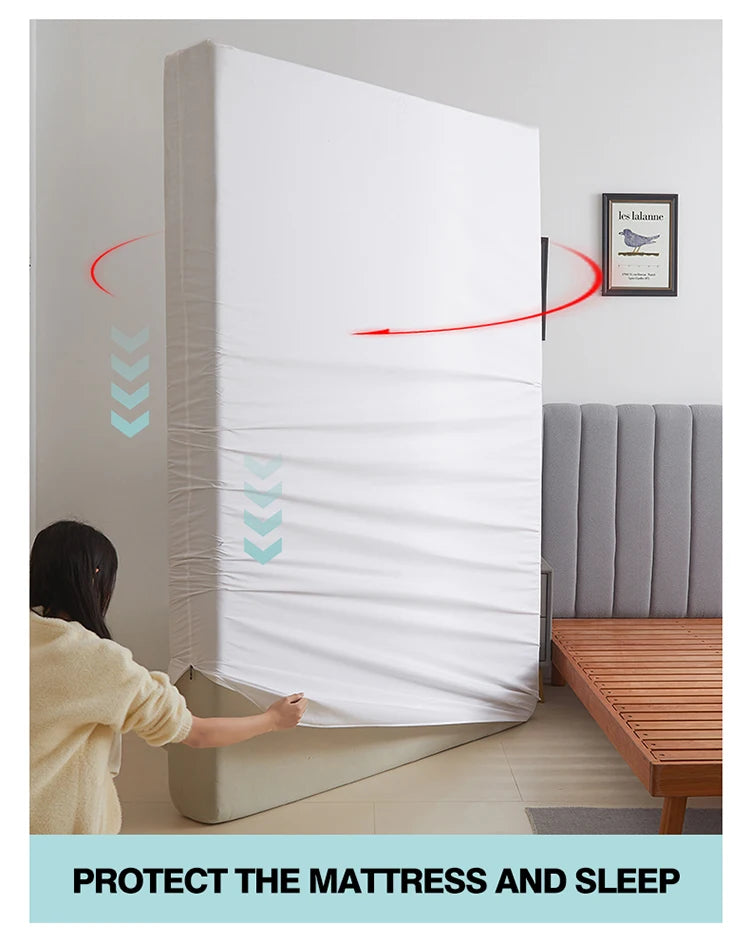 Waterproof Mattress Protector with Zipper Soft & Breathable Noiseless Mattress Cover for Single or Double Bed, Queen/King Size
