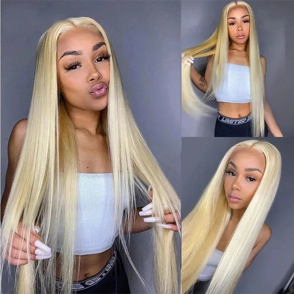 Blonde 613 HD 13x6 Lace Frontal Wigs Pre pucked Lace Front Human Hair Wigs For Women Straight Human Hair Wigs Can Be Dyed
