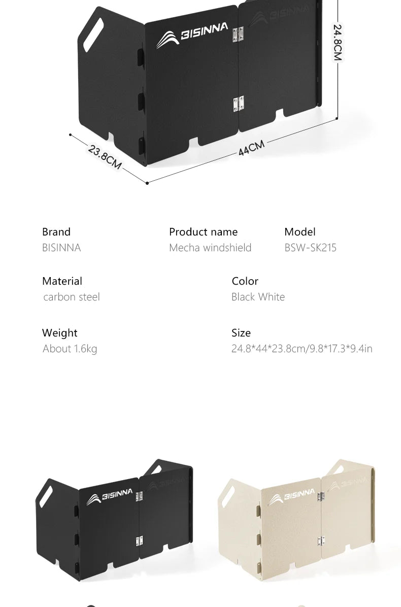BISINNA Folding Gas Stove Windshield Camping Cooking Burner Windproof Screen For Outdoor Picnic Cassette Stove