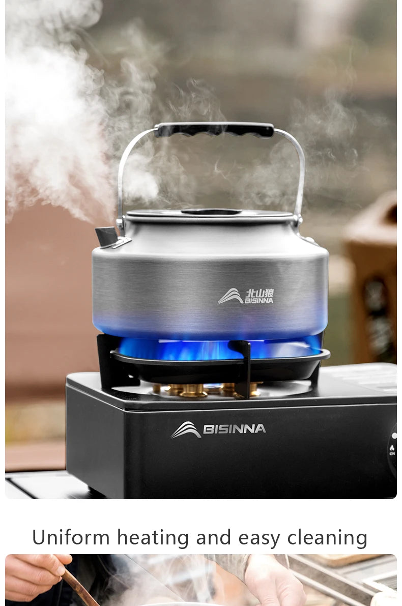 BISINNA Camping Cookware Set Outdoor Portable Tableware Pot Kettle Kitchen Equipment Frying Steaming Household Utensils Picnic