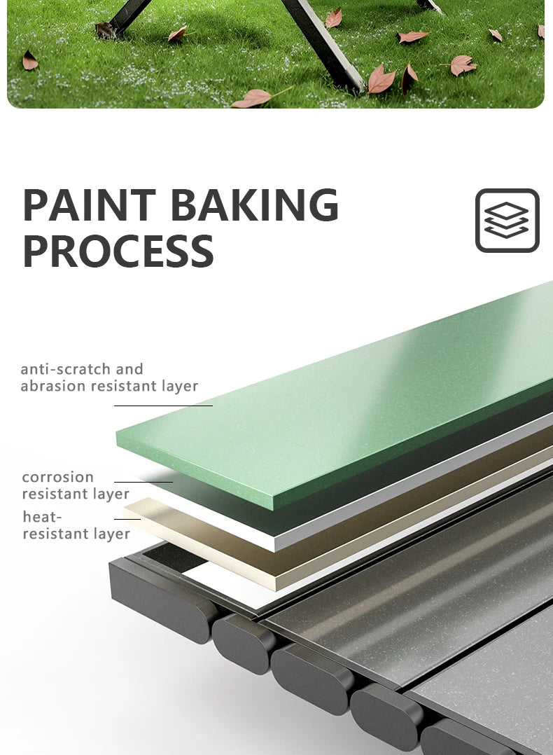 BISINNA Outdoor Egg Roll Table Portable Folding Table Carbon Steel Desk for Picnic Camping Hiking Travel Barbeque With Carry Bag