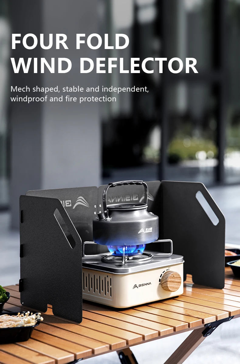 BISINNA Folding Gas Stove Windshield Camping Cooking Burner Windproof Screen For Outdoor Picnic Cassette Stove
