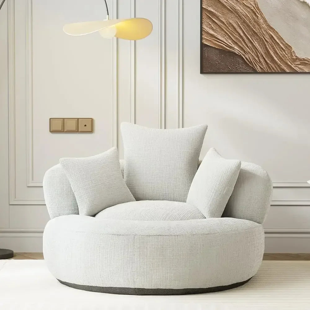 Bean Bag Chair Sofa with Pillows, Beanbag Lazy Chair for Living Room, Stuffed Round Sofa Chair Fluffy Sofa Bed