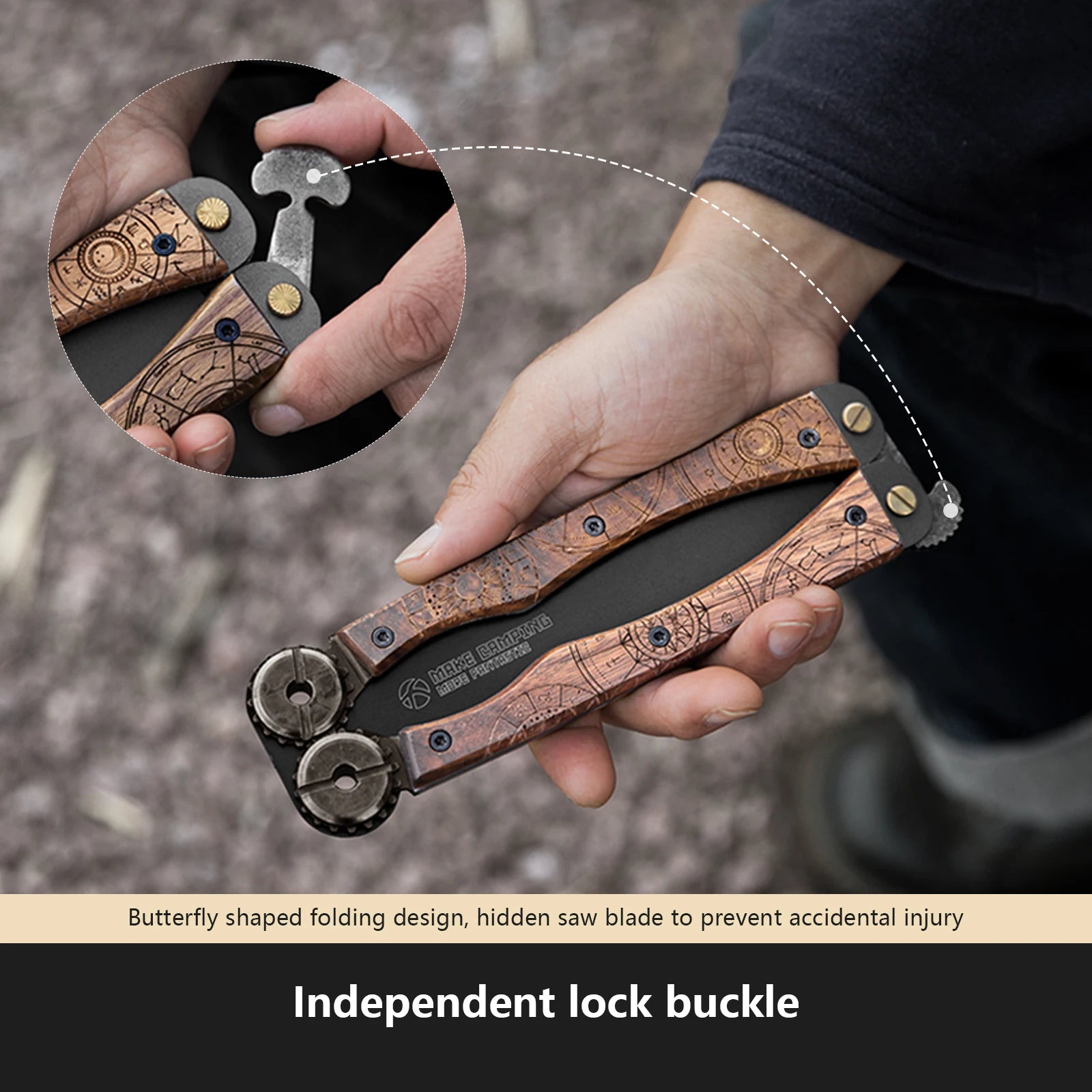 BISINNA 1pcs Double-sided Folding Saw Hand-held Logging Saw Outdoor Camping Gardening Woodworking Tool