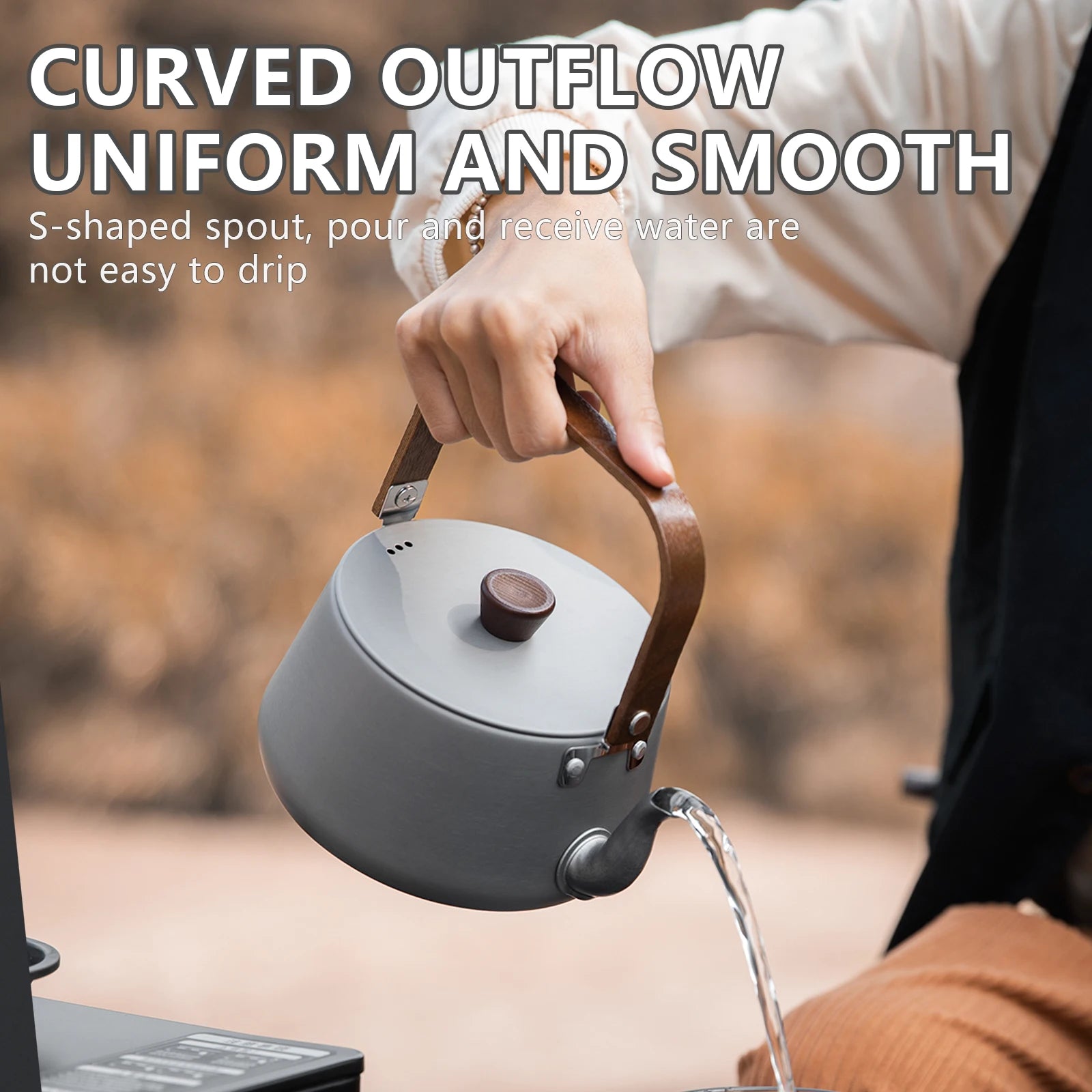 BISINNA 1.1L Camping Water Kettle Lightweight Portable Aluminum Alloy Teapot Outdoor Tourism Picnic Hiking Cookware