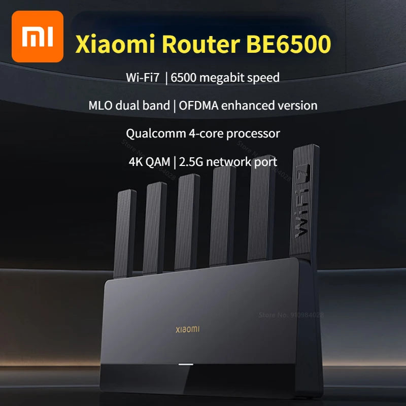 Xiaomi Router BE6500 Wi-Fi 7 4-Core 2.5G Ethernet Port lOT Intelligent Linkage Mesh Networking MLO Dual Bands Mijia APP Control