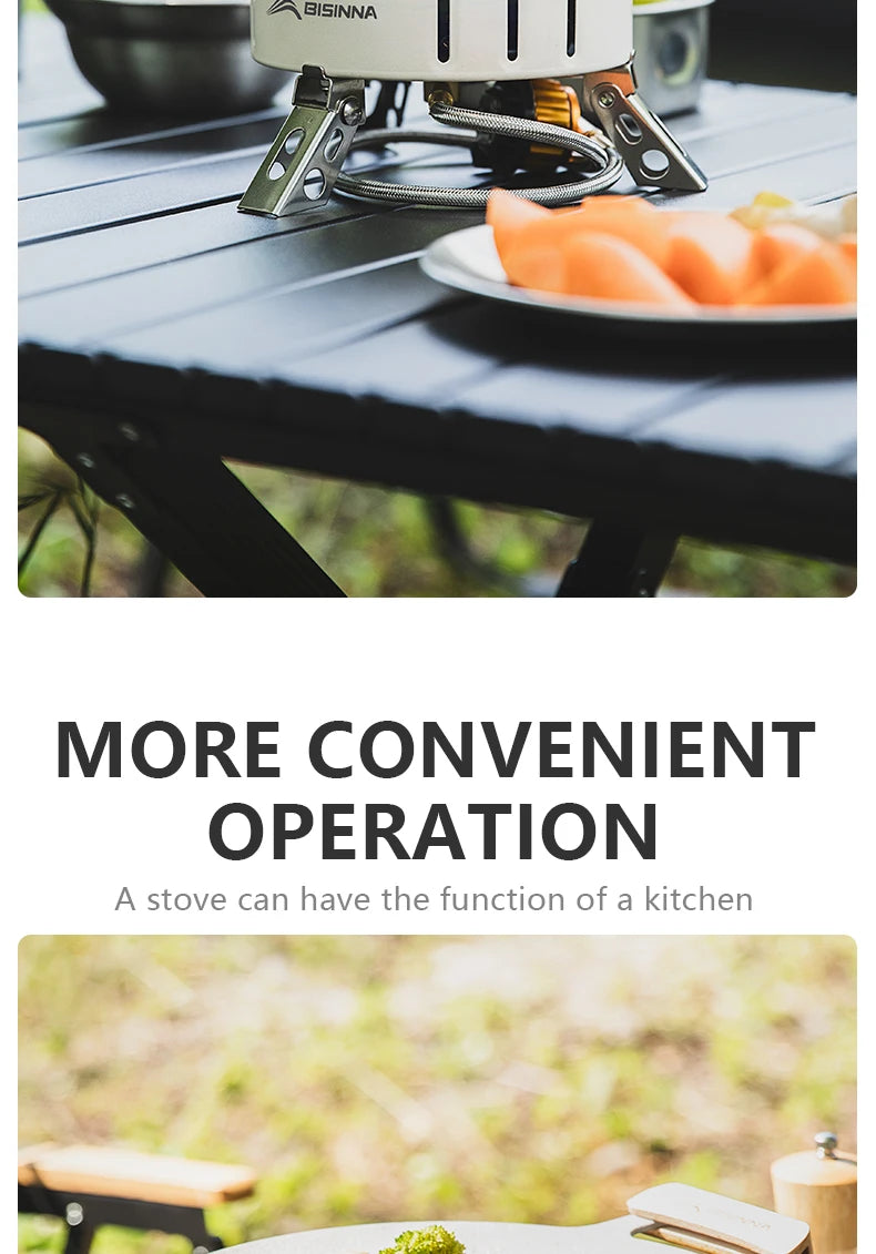 BISINNA Camping Gas Stove Portable Furnace Strong Firepower Burner Outdoor Barbecue Picnic Hiking Tourism Supplies