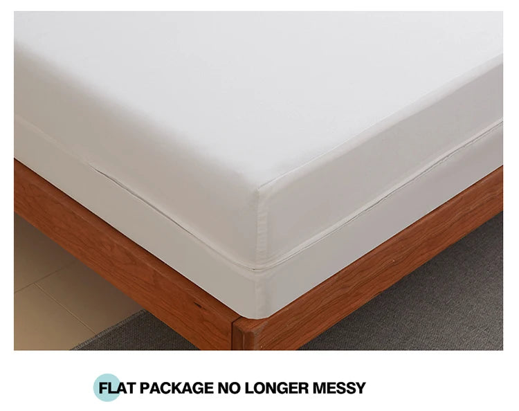 Waterproof Mattress Protector with Zipper Soft & Breathable Noiseless Mattress Cover for Single or Double Bed, Queen/King Size