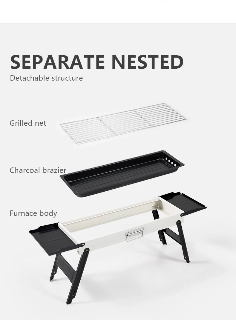 BISINNA Outdoor Barbecue Grill Portable Folding Charcoal Stove Camping Burner Brazier for Travel Picnic BBQ