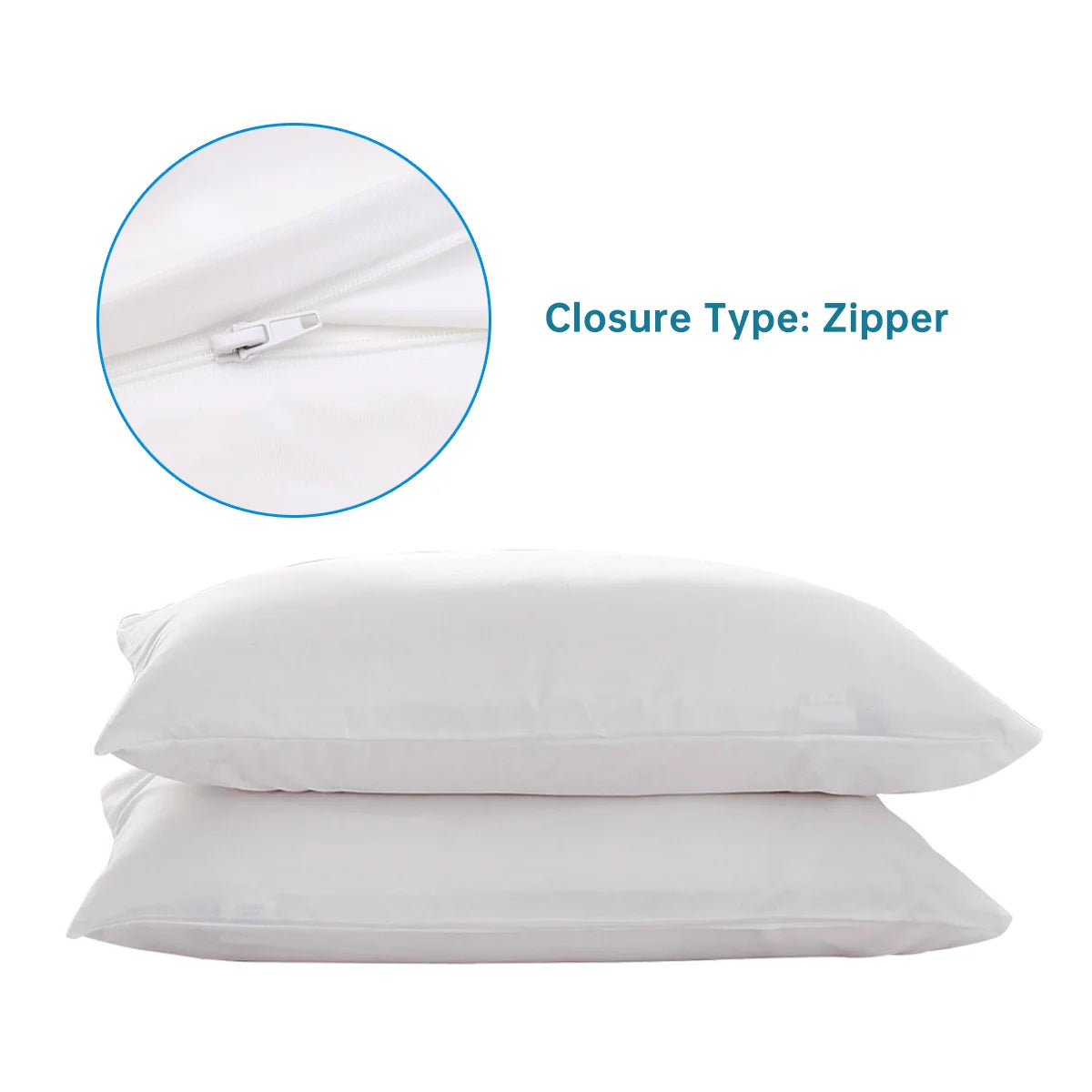 2pcs Zippered Waterproof Pillow Cover, Oil-resistant Knitted Pillow Protector for Bed Sleeping Pillowcase