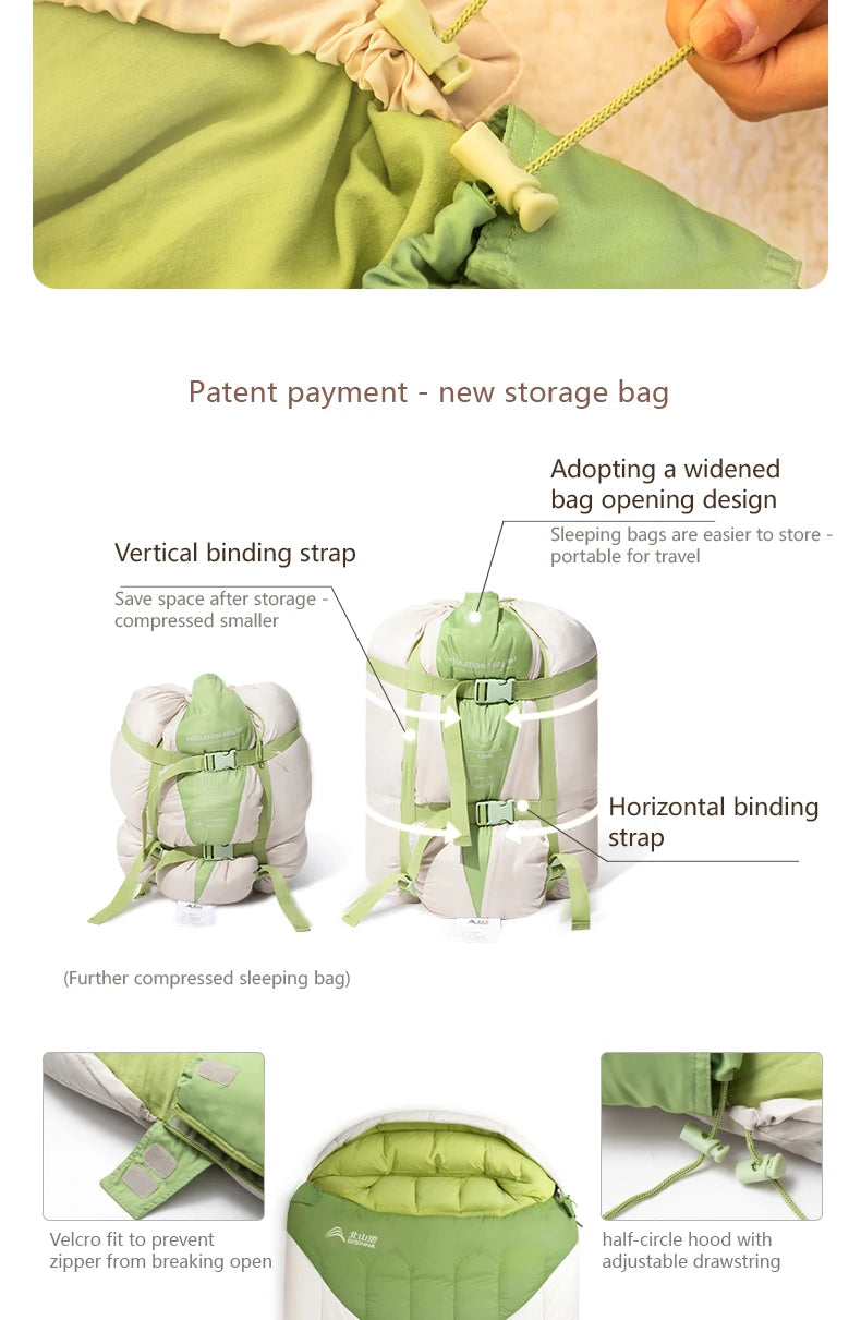 BISINNA 120cm Width Large Winter Cotton Sleeping Bag Outdoor Lightweight Camping Supplies Hiking Trekking Tourism