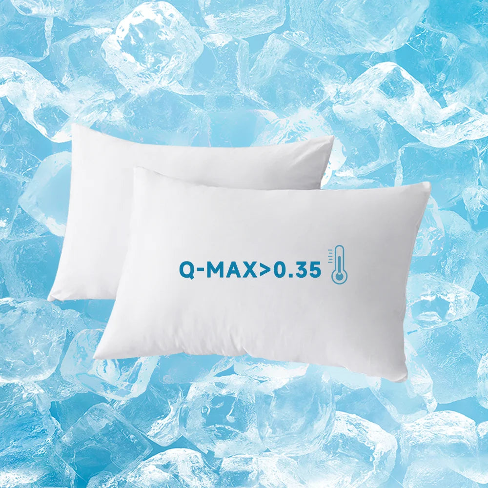 2pcs Cooling & Waterproof Pillowcases (Q-Max: 0.35) 100% Cooling Nylon Jacquard Pillow Cover with Zipper for Hot Sleepers Summer