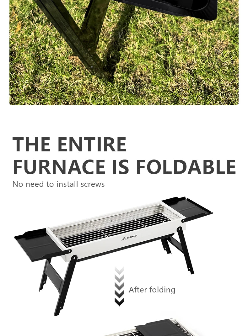 BISINNA Outdoor Barbecue Grill Portable Folding Charcoal Stove Camping Burner Brazier for Travel Picnic BBQ