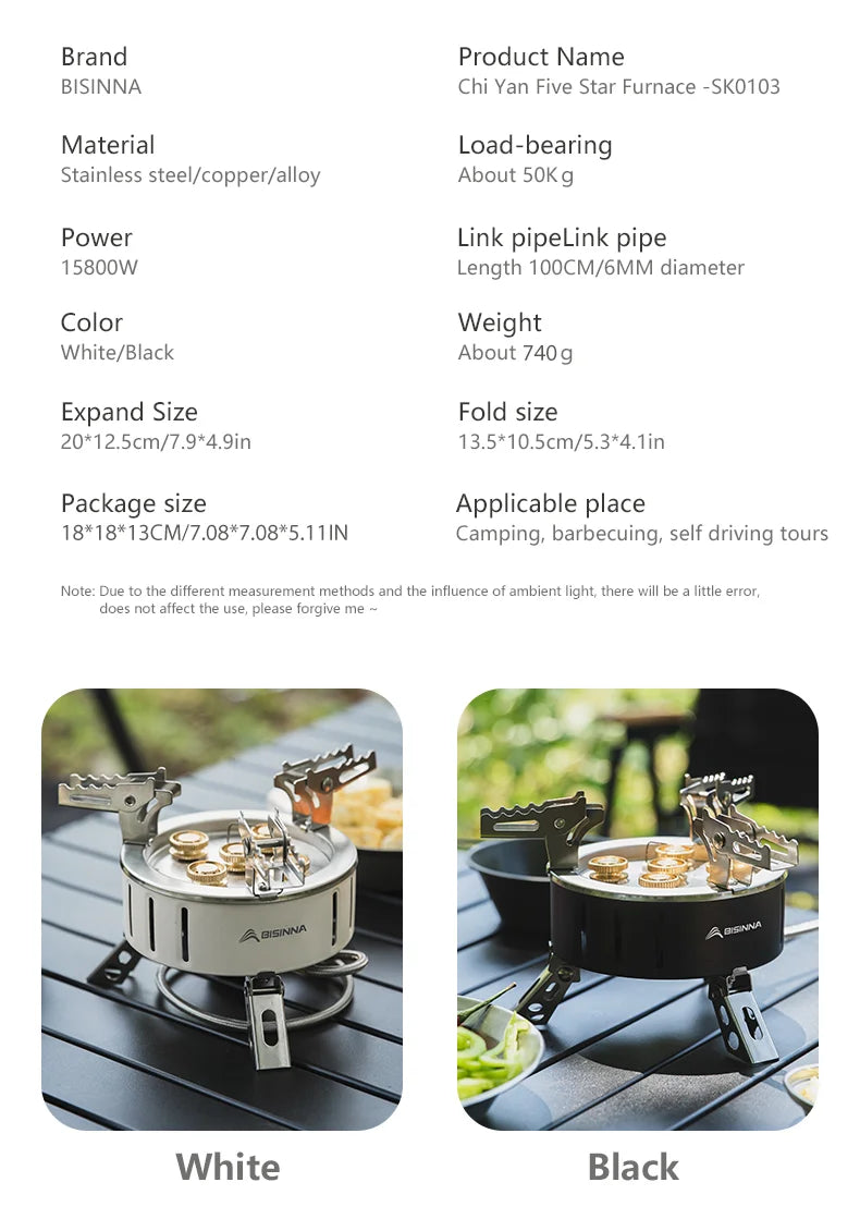 BISINNA Camping Gas Stove Portable Furnace Strong Firepower Burner Outdoor Barbecue Picnic Hiking Tourism Supplies